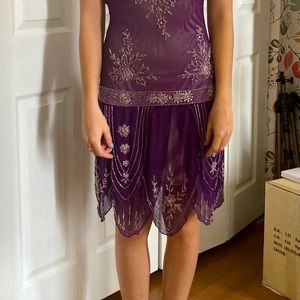 Exquisite vintage silk beaded cocktail dress